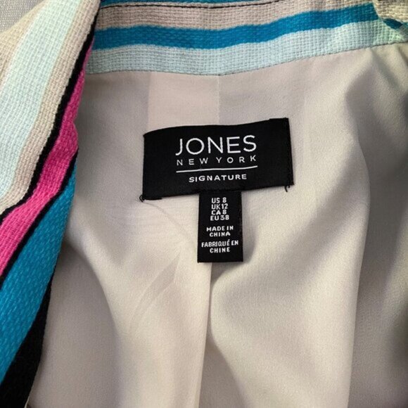 Vintage Style Jones NewYork Striped Blazer 8 Bold Statement Jacket Gallery Event - Picture 7 of 14